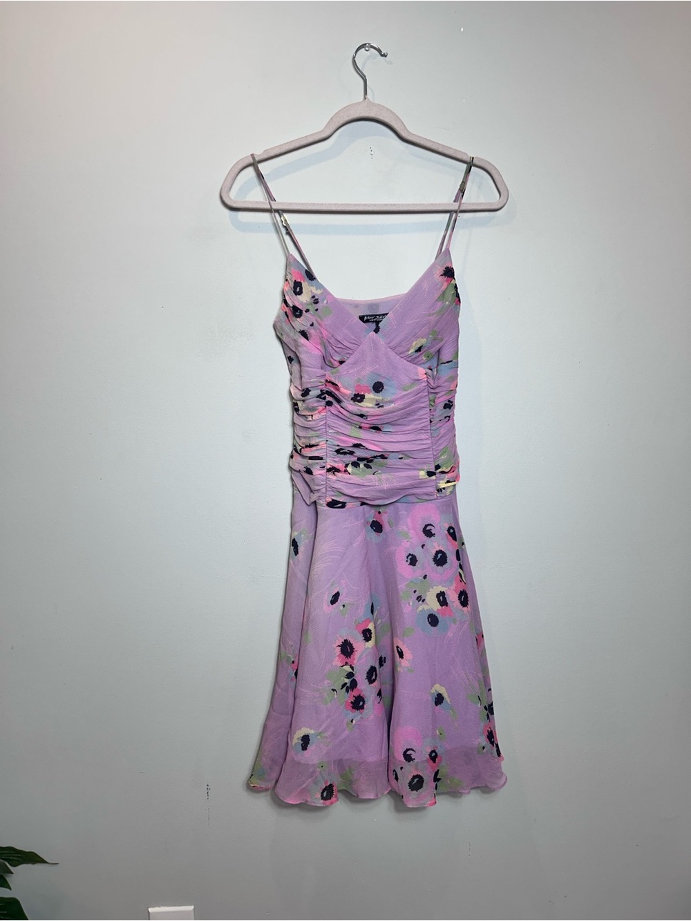 Betsey Johnson New York Black Label 90s 
Silk Lilac Floral Dress - Picture 2 of 8